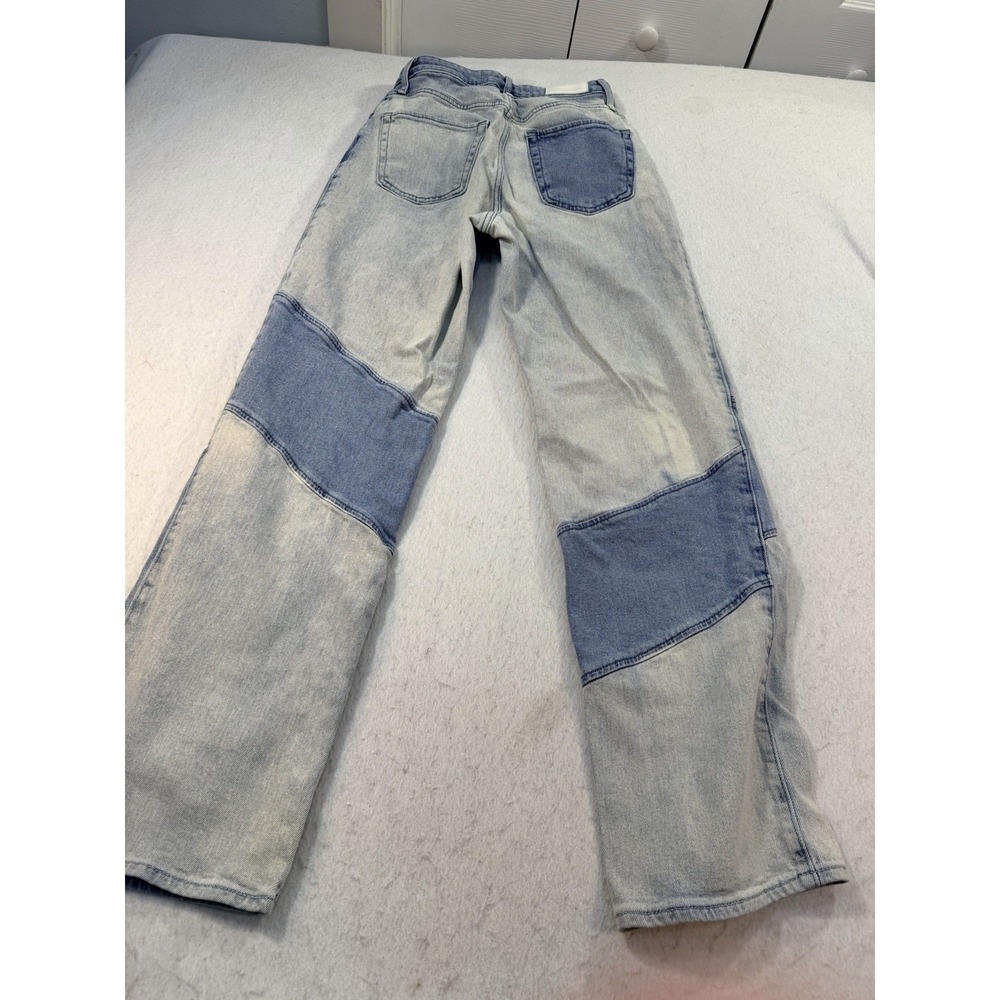 Hollister Women's Jean Size 25 L31 Ultra High Rise Dad Jean Patchwork Light Wash